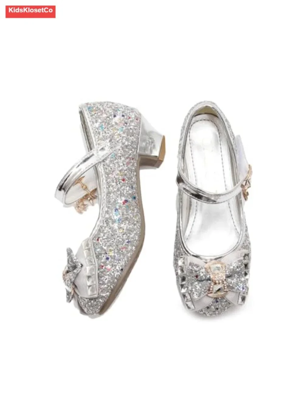 Girls Mary Jane Shoes Low Heel Glitter Princess Party Shoes